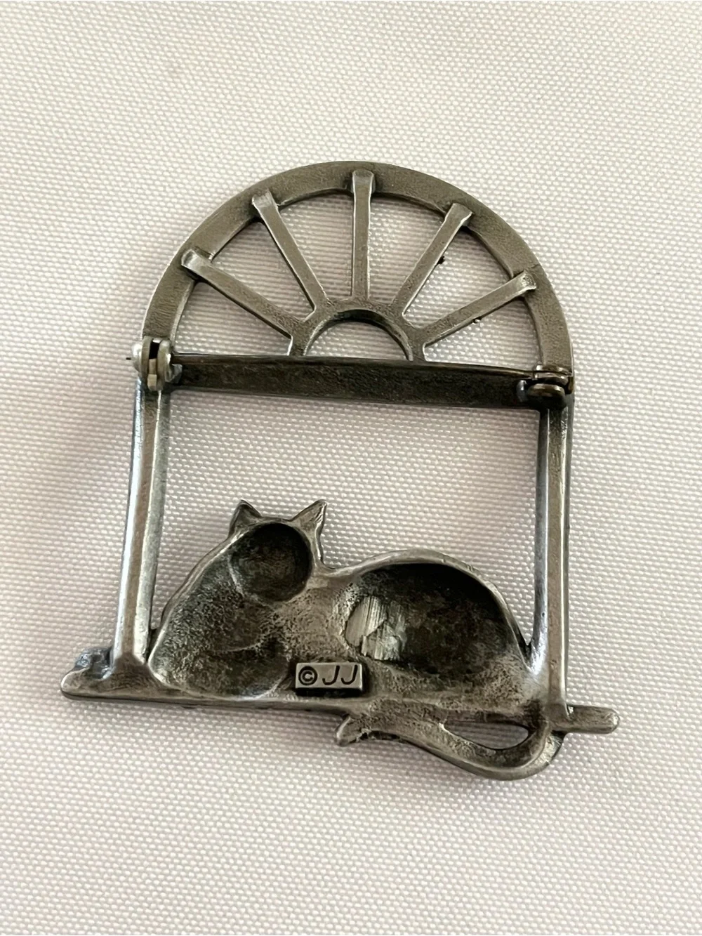 Vintage JJ Jonette Cat In The Window Brooch